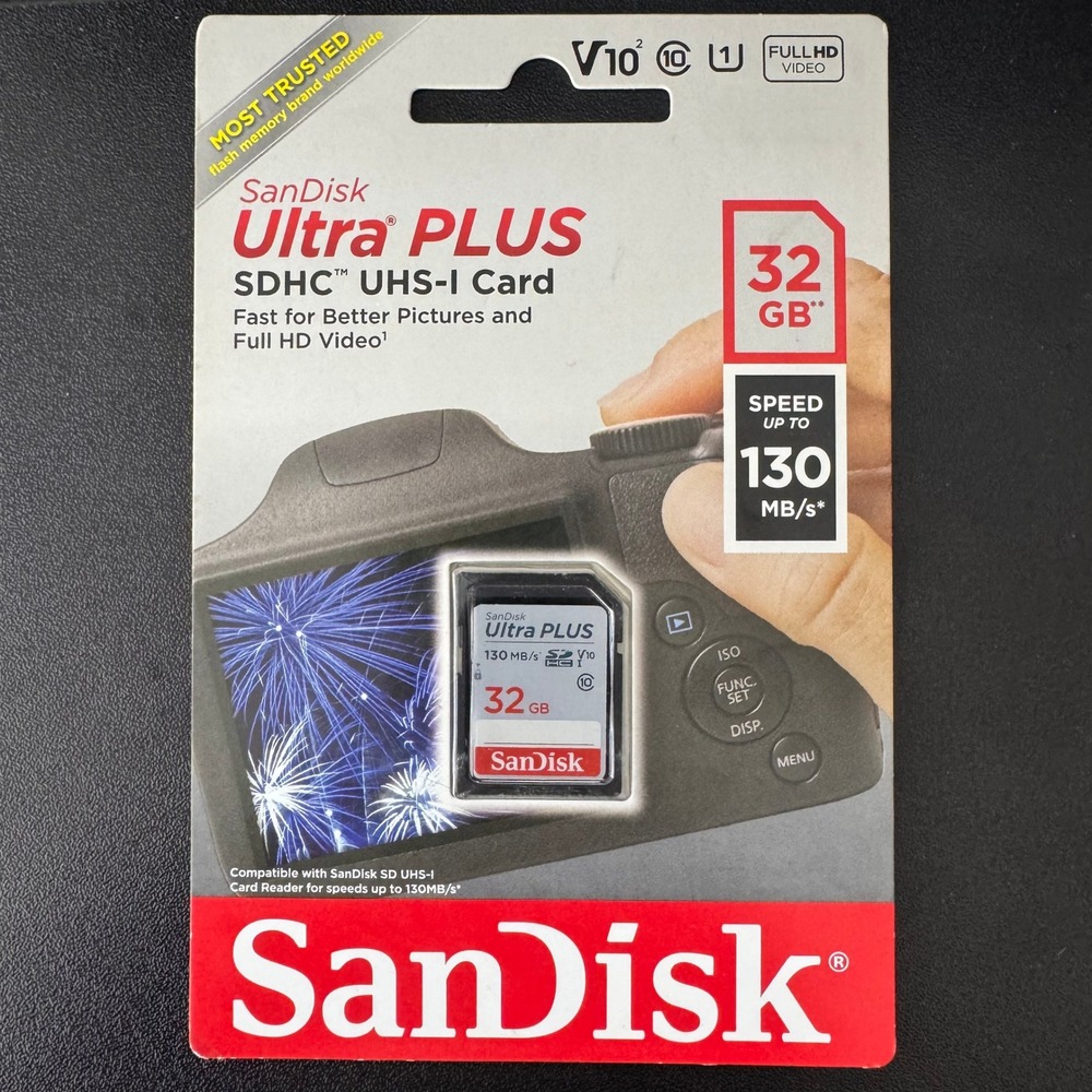 SanDisk Ultra PLUS 32GB SDHC UHS-I Memory Card 130MB/s C10 U1 SDSDUW3-032G-AT6IN